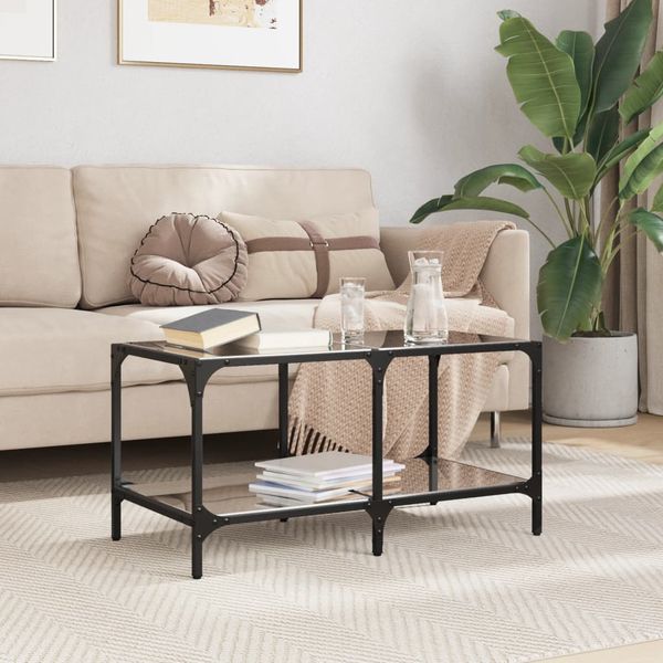vidaXL Konferenčný stolík čierna sklenená doska 78,5x40x40 cm oceľ