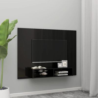vidaXL Nástenná TV skrinka lesklá čierna 135x23,5x90 cm sprac. drevo