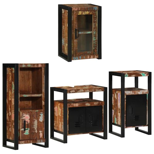 vidaXL Sada kúpeľňového nábytku 4 pcs Masívne recyklované drevo