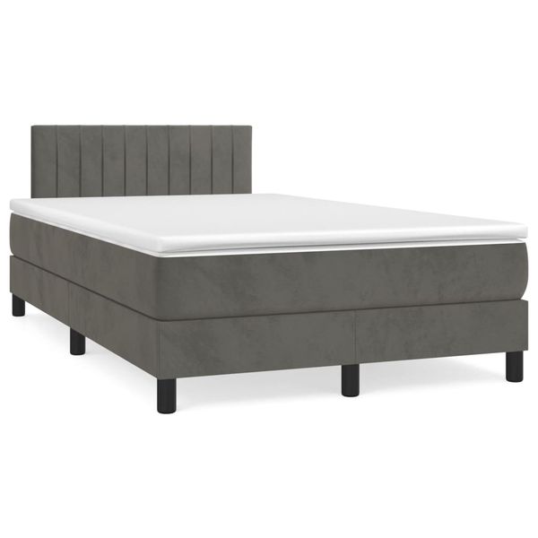 vidaXL Boxspring posteľ s matracom, tmavosivá 120x190 cm, zamat