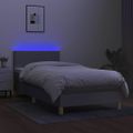 vidaXL Posteľ boxsping s matracom a LED bledosivá 90x190 cm látka