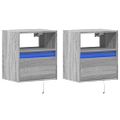 vidaXL TV nástenné skrinky s LED svetlami 2 ks sivé sonoma 41x31x45 cm