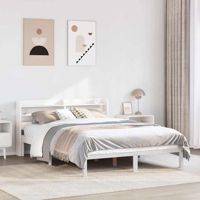 vidaXL Posteľ bez matraca biely 135x190 cm masívna borovica