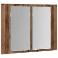 vidaXL LED zrkadlová skrinka staré drevo 60x12x45 cm kompozitné drevo