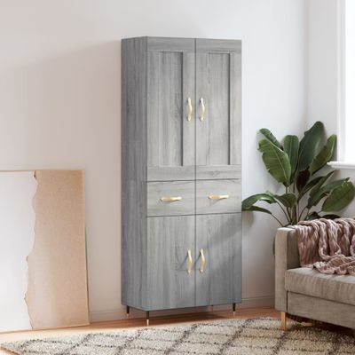 vidaXL Vysoká skrinka sivý dub sonoma 69,5x34x180 cm spracované drevo