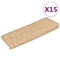 vidaXL Schodové rohože 15 ks 65x21x4 cm svetlohnedé s obdĺžnikovým okrajom