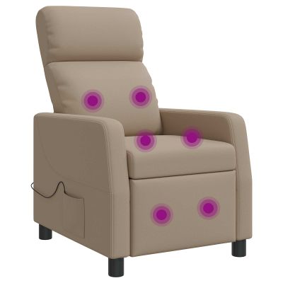 vidaXL Masážne relaxačné kreslo Kapučínová Umelá koža