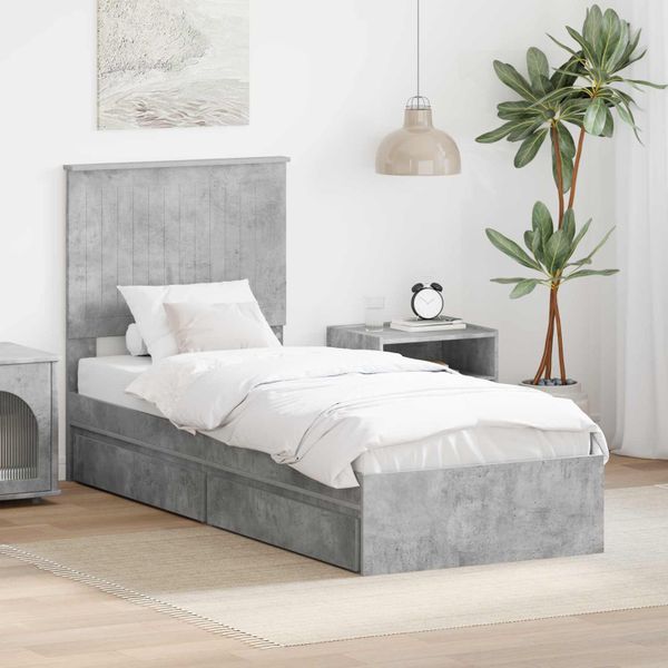 vidaXL Úložná posteľ Betónová šedá 75 x 190 cm Kompozitné drevo