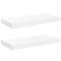 vidaXL Plávajúce nástenné police 2 ks, lesklé biele 50x23,5x3,8 cm, MDF