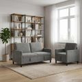 vidaXL Súprava pohovky s úložným priestorom 2 ks Tmavosivá Polyester