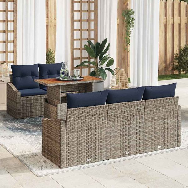 vidaXL Súprava záhradných pohoviek s úložiskom 6 pcs Sivá Poly ratan