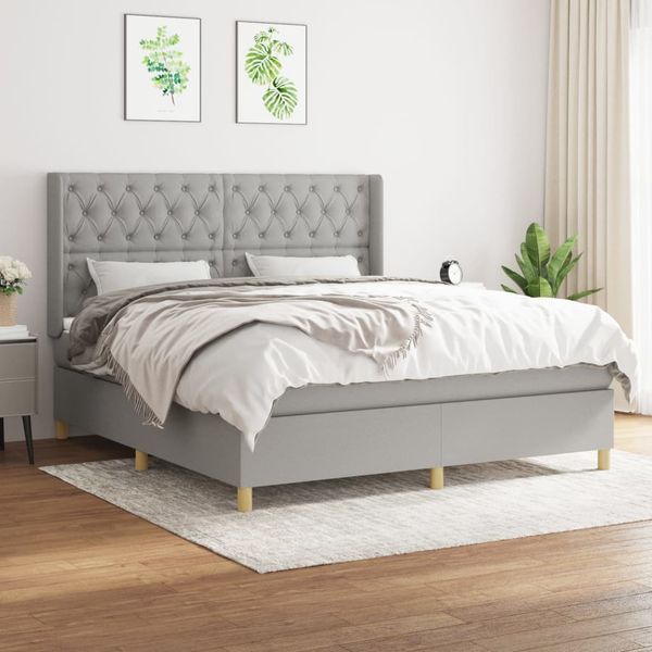 vidaXL Boxspring posteľ s matracom svetlosivá 100x200 cm látka