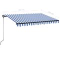 vidaXL Ručne zaťahovacia markíza s LED 350x250 cm modrá a biela