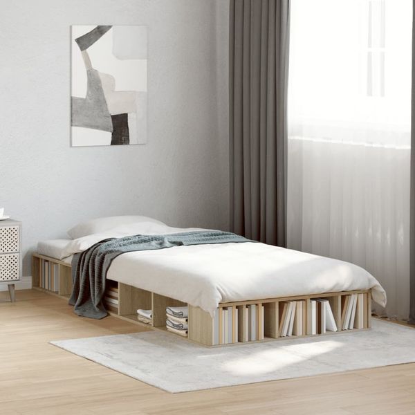 vidaXL Posteľný rám dub sonoma 90x190 cm kompozitné drevo
