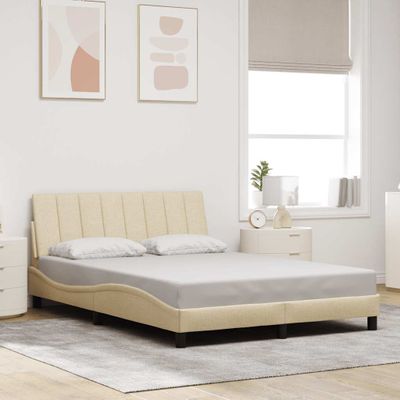 vidaXL Rám postele bez matraca Hanko krémová 120x200 cm látka