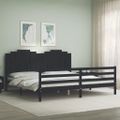 vidaXL Posteľný rám s čelom čierny 200x200 cm masívne drevo