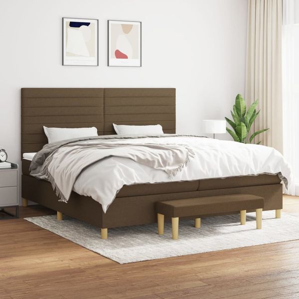 vidaXL Boxspring posteľ s matracom tmavohnedá 200x200 cm látka