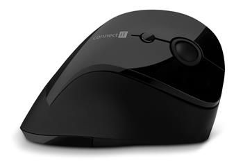 CONNECT IT FOR HEALTH ergonomická vertikálna myš, (+ 1x AA batéria zadarmo), bezdrôtová, ČIERNA