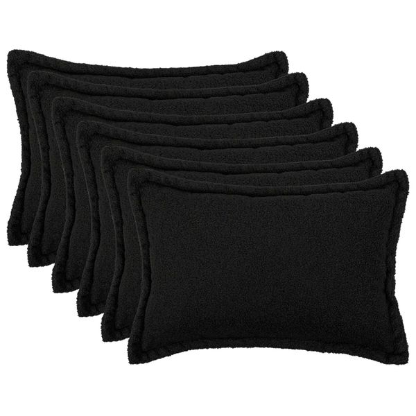 vidaXL Poťah na podložku 6 pcs HOUTEN Čierna 30 x 50 cm Bouclé