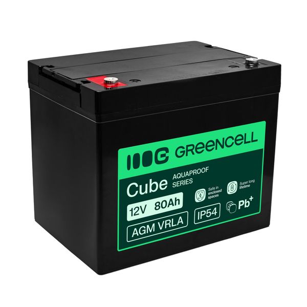 AGM12V80AH-H Green Cell AGM VRLA 12V 80Ah bezúdržbová batéria pre UPS, váhy a karavany (260×168×216