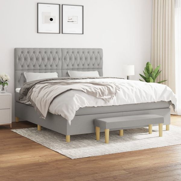 vidaXL Boxspring posteľ s matracom bledosivá 180x200 cm látka