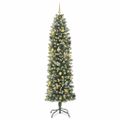 vidaXL Umelý chudý vianočný strom Zelená a biela 240 cm