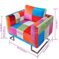 vidaXL Kreslo v tvare kocky s chrómovými nohami, patchwork, látka