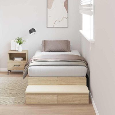 vidaXL Rám postele s úložným prostorem so zásuvkou Sonoma dub 75 cm