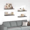 vidaXL Plávajúce nástenné police 4 ks, lesklé sivé 80x23,5x3,8 cm, MDF