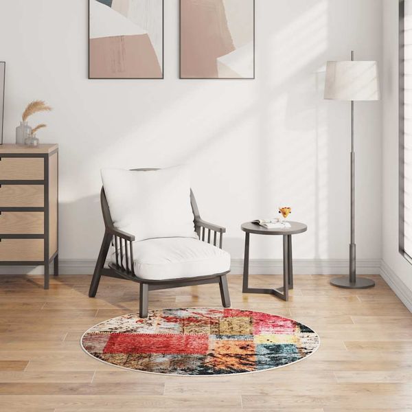 vidaXL Prateľný koberec patchwork φ120 cm viacfarebný