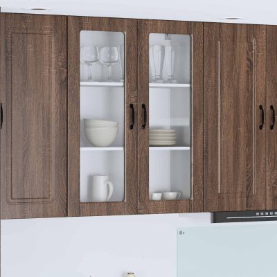 vidaXL Nástenný sklenený kabinet PORTO Hnedý dub 80 x 31 x 100 cm