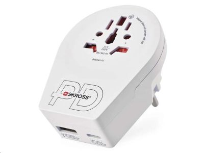 Cestovní univerzální adaptér EMOS P0055U pro cizince do střední Evropy, 1×USB-C, 1×USB-A