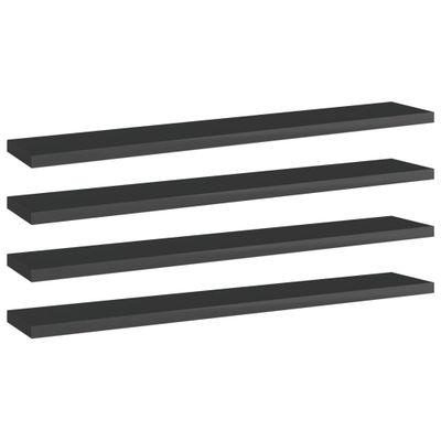 vidaXL Prídavné police 4 ks, lesklé čierne 60x10x1,5 cm, drevotrieska