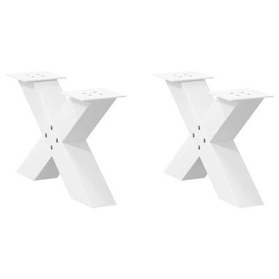 vidaXL Nohy konferenčného stolíka v tvare X, 2 ks, biele, 50 x (30-31) cm, oceľové