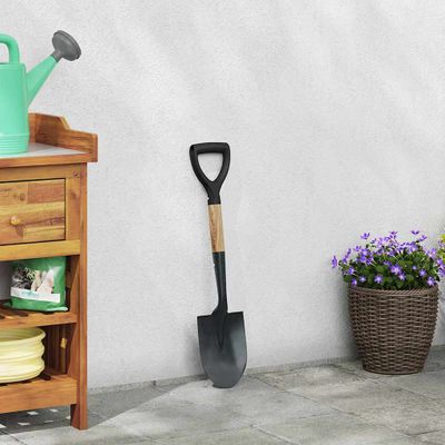 vidaXL Lopatka Čierna 68,5 cm Povrchovo upravená oceľ a masívne drevo