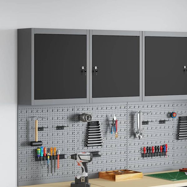 vidaXL Skrinka na náradie s poličkou Čierna a Šedá 50 x 20 x 55 cm