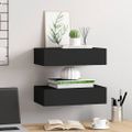 vidaXL Zásuvkové police nástenné 2 ks čierne 40x23,5x10 cm MDF