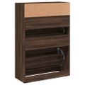 vidaXL Botník s 2 výklopnými zásuvkami hnedý dub 80x34x116 cm