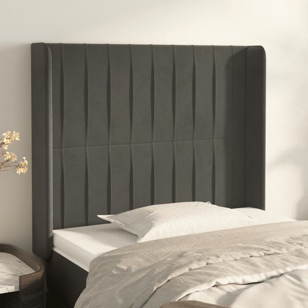 vidaXL Čelo postele so záhybmi tmavosivé 83x16x118/128 cm zamat