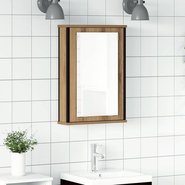 vidaXL Kúpeľňová zrkadlová skrinka, dubový drevený remeselník, 42x12x60 cm