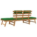 vidaXL Záhradná lavička s podložkami 2-v-1 190 cm, akáciový masív