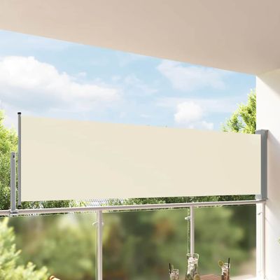 vidaXL Zaťahovacia bočná markíza na terasu 100x300 cm, krémová