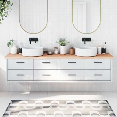 vidaXL Kúpeľňová doska 220x60x(2-4) cm neošetrený masív