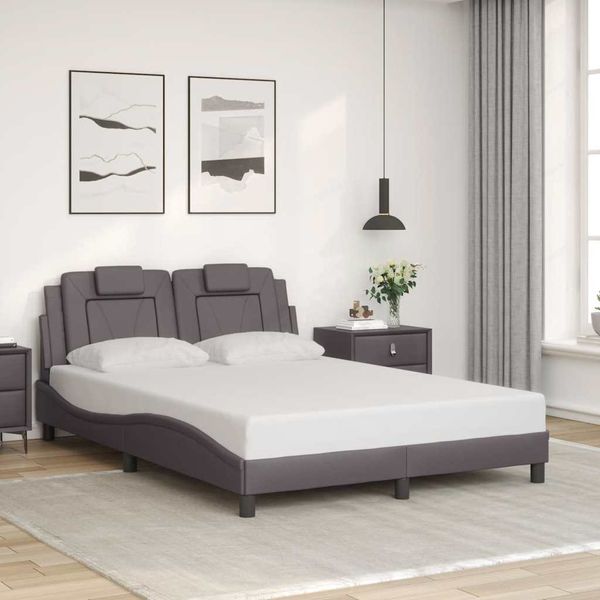 vidaXL Rám postele Viana bez matraca sivý 120x200 cm umelá koža