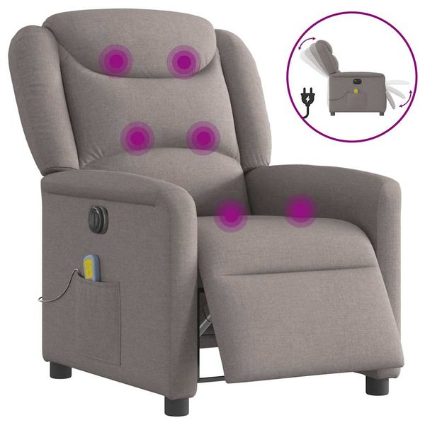 vidaXL Elektrické sklápacie masážne kreslo sivohnedé látka