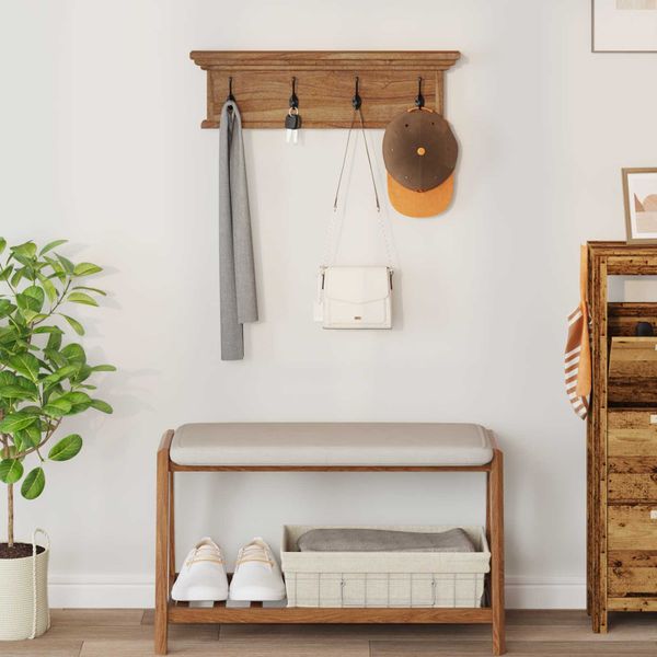 vidaXL Vešiak na stenu Prírodná 70 x 10 x 20 cm Husté teakové drevo