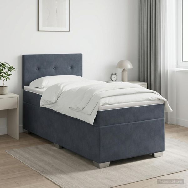 vidaXL Posteľ boxspring s matracom Tmavosivá 100 x 200 cm Zamat