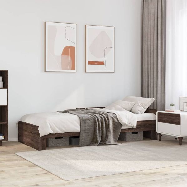 vidaXL Posteľný rám bez matraca hnedý dub 90x200 cm kompozitné drevo