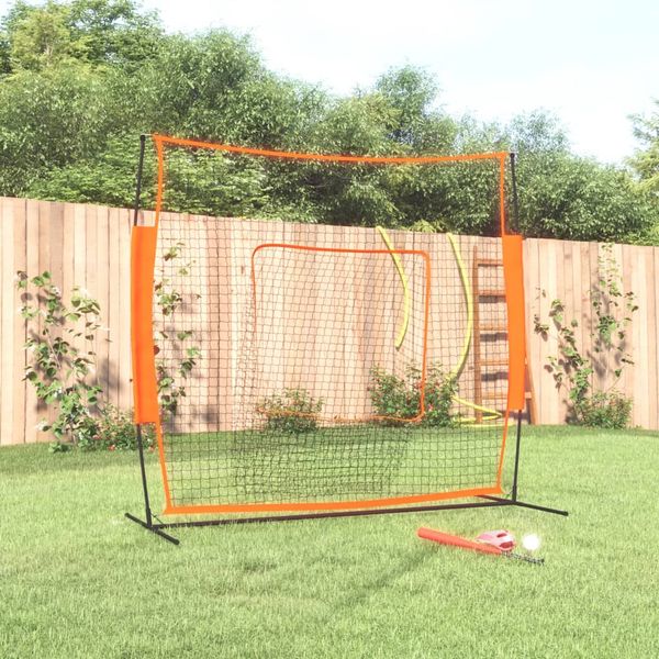 vidaXL Bejzbalová sieť oranžovo-čierna 219x107x212 cm oceľ a polyester