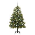 vidaXL Umelý vianočný stromček s pniškami Zelená 150 cm PVC a PE a kov